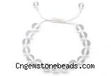 CGB8740 8mm,10mm round white crystal adjustable macrame bracelets