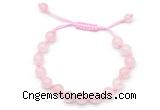 CGB8741 8mm,10mm round rose quartz adjustable macrame bracelets