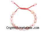 CGB8743 8mm,10mm round pink quartz adjustable macrame bracelets