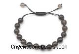 CGB8745 8mm,10mm round smoky quartz adjustable macrame bracelets