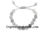 CGB8746 8mm,10mm round cloudy quartz adjustable macrame bracelets
