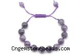 CGB8760 8mm,10mm round dogtooth amethyst adjustable macrame bracelets