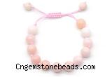 CGB8765 8mm,10mm round pink opal adjustable macrame bracelets