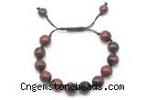 CGB8767 8mm,10mm round mahogany obsidian adjustable macrame bracelets