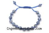 CGB8778 8mm,10mm round blue spot stone adjustable macrame bracelets