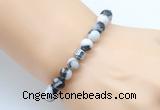 CGB8844 8mm, 10mm black & white jasper & drum hematite power beads bracelets