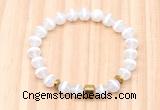 CGB8860 8mm, 10mm tibetan agate, drum & rondelle hematite beaded bracelets