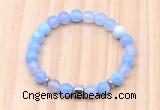 CGB8861 8mm, 10mm blue agate, drum & rondelle hematite beaded bracelets