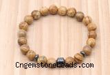 CGB8870 8mm, 10mm picture jasper, drum & rondelle hematite beaded bracelets