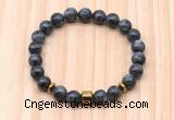 CGB8880 8mm, 10mm black labradorite, drum & rondelle hematite beaded bracelets