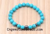 CGB8886 8mm, 10mm turquoise, drum & rondelle hematite beaded bracelets