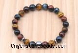 CGB8888 8mm, 10mm colorful tiger eye, drum & rondelle hematite beaded bracelets