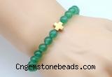 CGB8892 8mm, 10mm green agate & cross hematite power beads bracelets