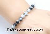 CGB8904 8mm, 10mm black & white jasper & cross hematite power beads bracelets