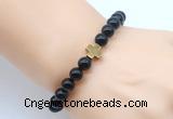 CGB8912 8mm, 10mm black obsidian & cross hematite power beads bracelets