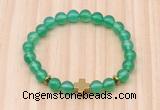 CGB8922 8mm, 10mm green agate, cross & rondelle hematite beaded bracelets