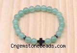 CGB8923 8mm, 10mm green aventurine, cross & rondelle hematite beaded bracelets