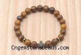 CGB8929 8mm, 10mm elephant skin jasper, cross & rondelle hematite beaded bracelets