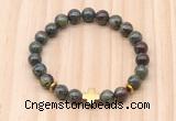 CGB8931 8mm, 10mm dragon blood jasper, cross & rondelle hematite beaded bracelets