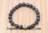 CGB8940 8mm, 10mm black labradorite, cross & rondelle hematite beaded bracelets