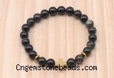 CGB8941 8mm, 10mm golden obsidian, cross & rondelle hematite beaded bracelets