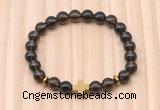 CGB8943 8mm, 10mm smoky quartz, cross & rondelle hematite beaded bracelets