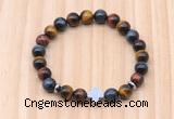 CGB8948 8mm, 10mm colorful tiger eye, cross & rondelle hematite beaded bracelets