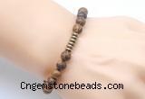 CGB8959 8mm, 10mm elephant skin jasper & rondelle hematite beaded bracelets