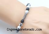 CGB8964 8mm, 10mm black & white jasper & rondelle hematite beaded bracelets