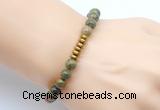 CGB8977 8mm, 10mm unakite & rondelle hematite beaded bracelets