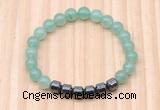 CGB8983 8mm, 10mm green aventurine & drum hematite beaded bracelets