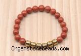 CGB8987 8mm, 10mm red jasper & drum hematite beaded bracelets