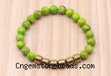 CGB8993 8mm, 10mm green sea sediment jasper & drum hematite beaded bracelets