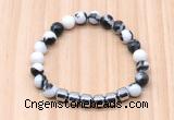 CGB8994 8mm, 10mm black & white jasper & drum hematite beaded bracelets