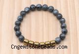 CGB9000 8mm, 10mm black labradorite & drum hematite beaded bracelets