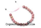 CGB9026 8mm, 10mm pink wooden jasper & drum hematite adjustable bracelets