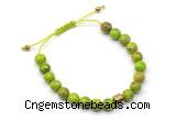 CGB9033 8mm, 10mm green sea sediment jasper & drum hematite adjustable bracelets