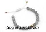 CGB9039 8mm, 10mm labradorite & drum hematite adjustable bracelets