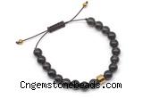 CGB9043 8mm, 10mm smoky quartz & drum hematite adjustable bracelets