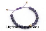 CGB9044 8mm, 10mm amethyst & drum hematite adjustable bracelets