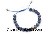 CGB9045 8mm, 10mm sodalite & drum hematite adjustable bracelets