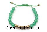 CGB9062 8mm, 10mm green agate & drum hematite adjustable bracelets