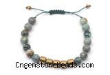 CGB9077 8mm, 10mm African turquoise & drum hematite adjustable bracelets