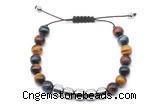 CGB9088 8mm, 10mm colorful tiger eye & drum hematite adjustable bracelets