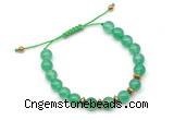 CGB9102 8mm, 10mm green agate & rondelle hematite adjustable bracelets