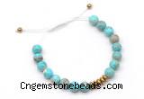 CGB9112 8mm, 10mm blue sea sediment jasper & rondelle hematite adjustable bracelets