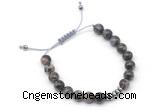 CGB9118 8mm, 10mm grey opal & rondelle hematite adjustable bracelets