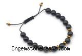 CGB9122 8mm, 10mm golden obsidian & rondelle hematite adjustable bracelets