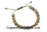 CGB9127 8mm, 10mm unakite & rondelle hematite adjustable bracelets