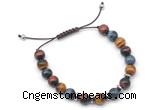 CGB9128 8mm, 10mm colorful tiger eye & rondelle hematite adjustable bracelets